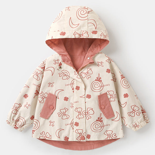 Girls Hooded Wind Coats Waterproof Raincoats