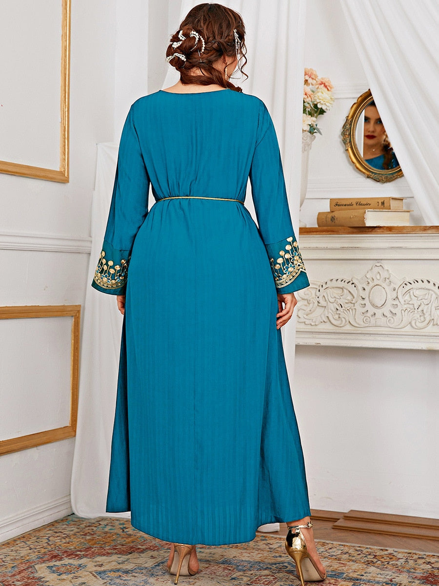 Loose Oversized Dress Women 2022 Spring Autumn Long Sleeve Embroidery Floral Solid Casual Dress Plus Size Women Clothing EXA Fashion