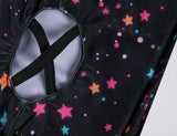 2022 Colorful Stars in Black One-piece Swimming Suits