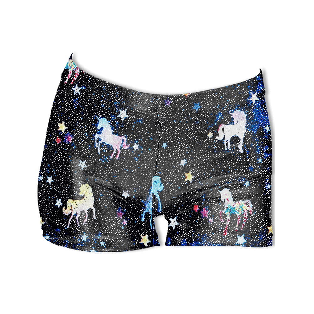Dance Booty Shorts-Black starry Sky-TENVDA