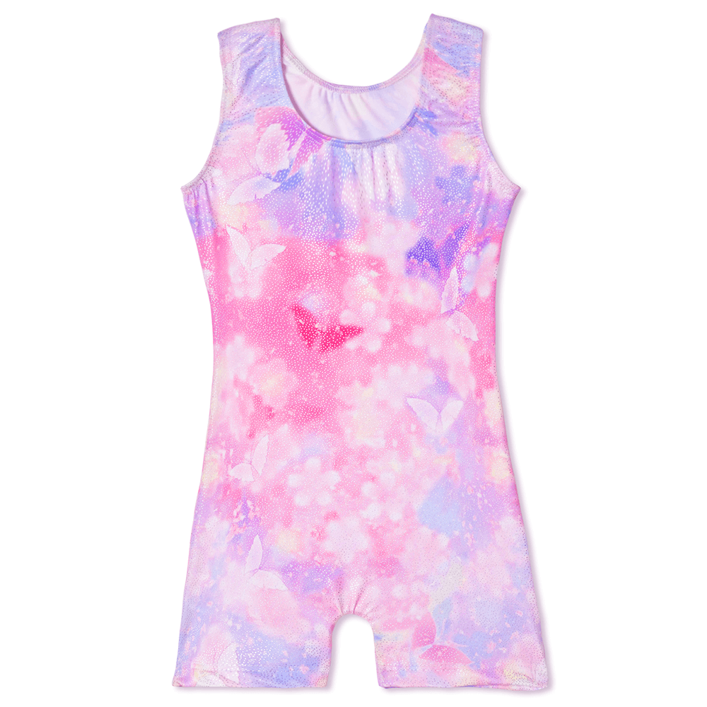 Girls Gymnastics Leotards/Swimsuit-Hot Pink Butterfly