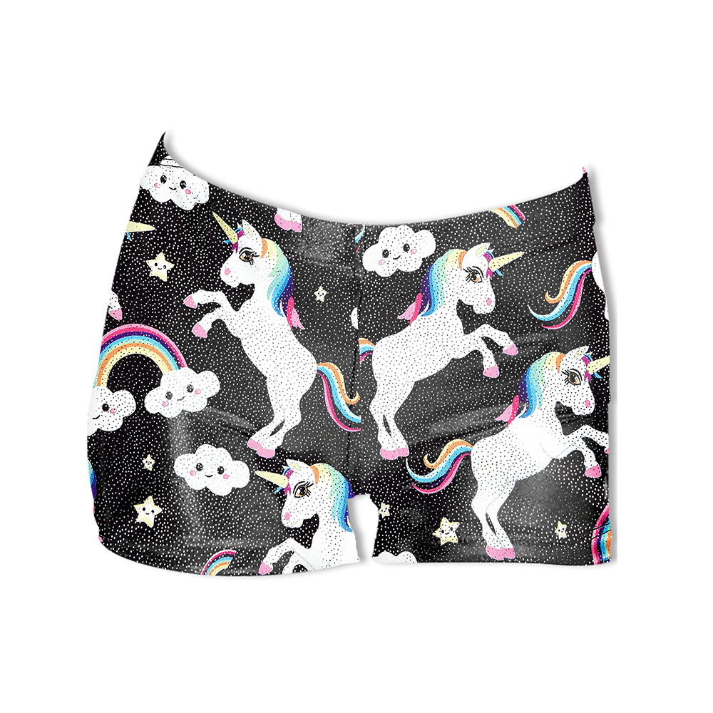Dance Gymnastics Shorts-Black Unicorn