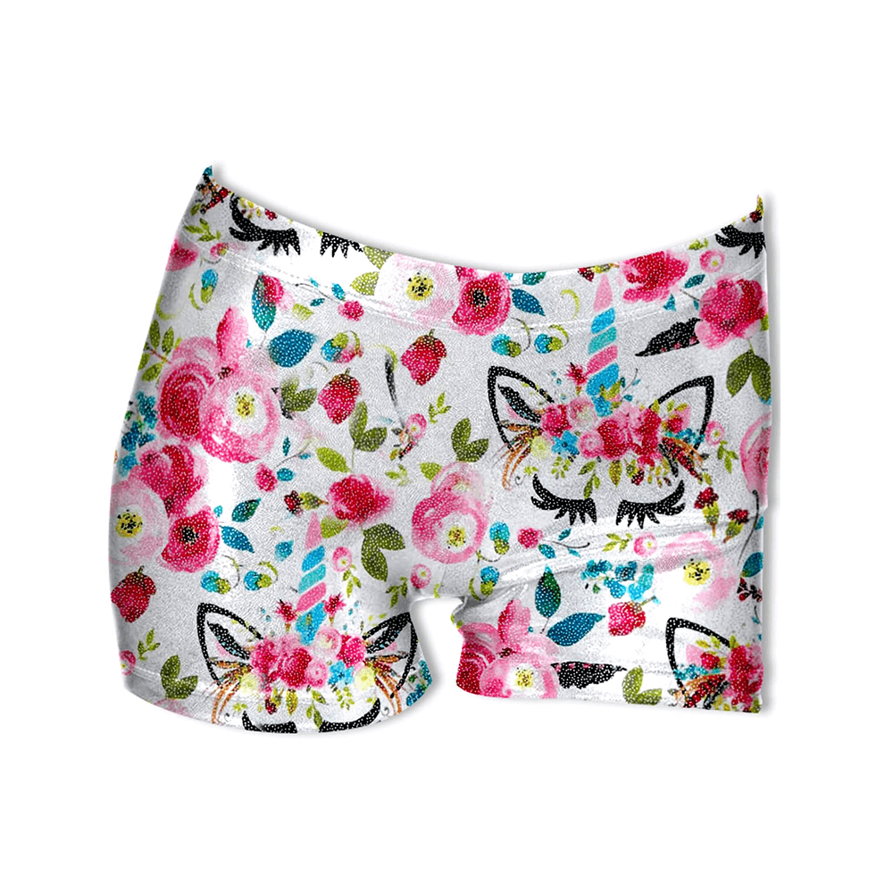 Training Shorts-White Flower Pants