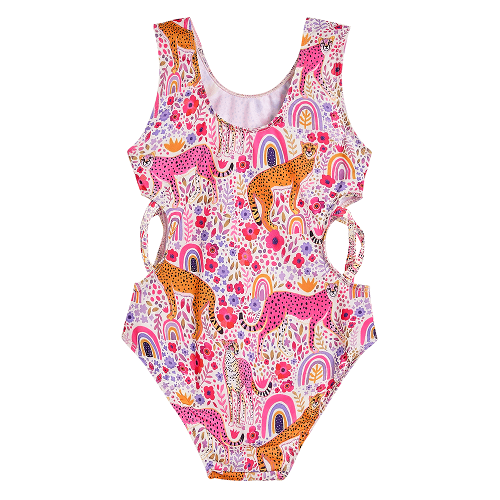 2022 Girls Forset and Leopard One-piece Swimsuits in Pink