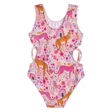 2022 Girls Forset and Leopard One-piece Swimsuits in Pink