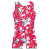 Rose Red Gymnastics Leotards with Unicorn TENVDA