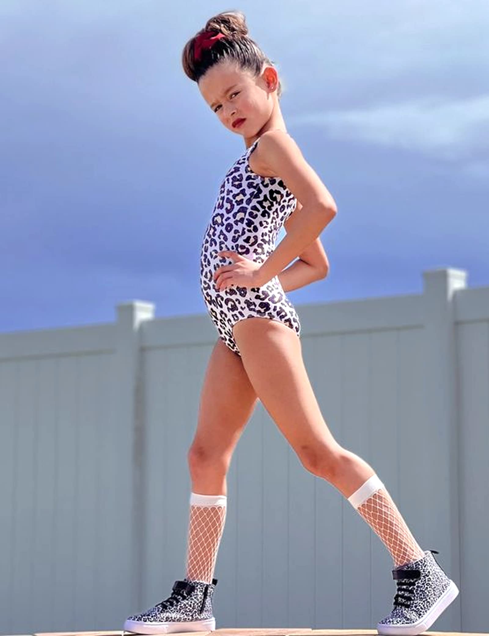 Black Leopard Dots Gymnastics Leotard for girls