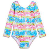 Colorful Longsleeve Gymnastics Leotards with Unicorns TENVDA