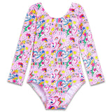 Pink Alphabet Cartoon Longsleeve Gymnastics Leotards