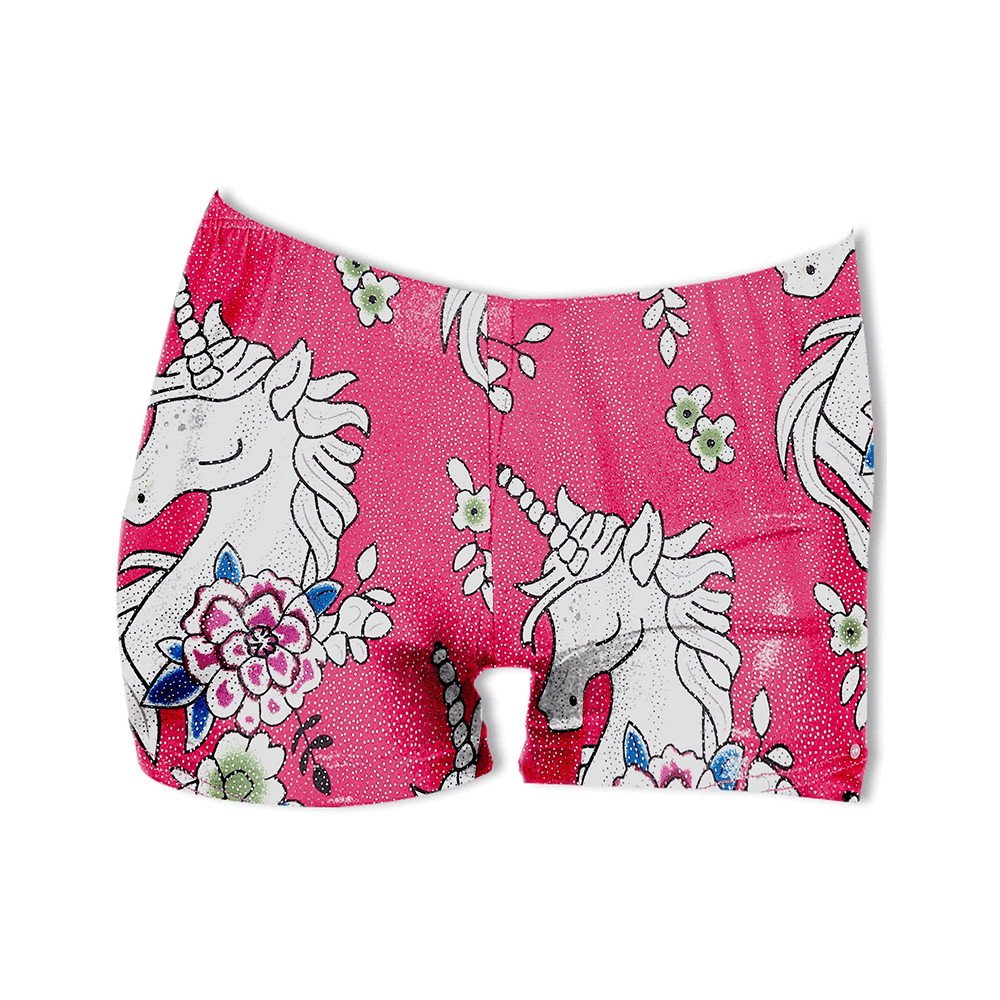 Yoga Pants Short-Hot Pink unicorn floral Pants
