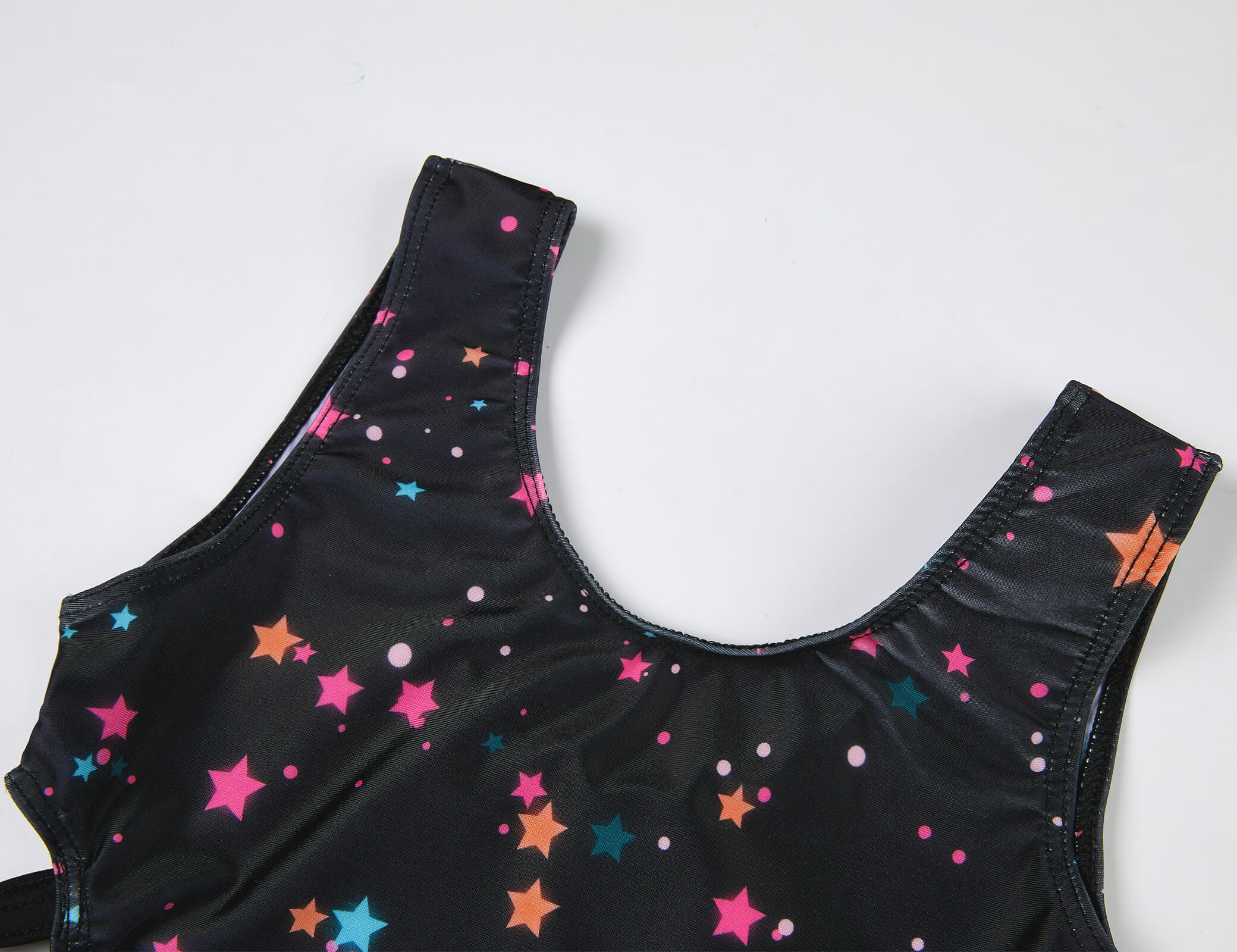 2022 Colorful Stars in Black One-piece Swimming Suits