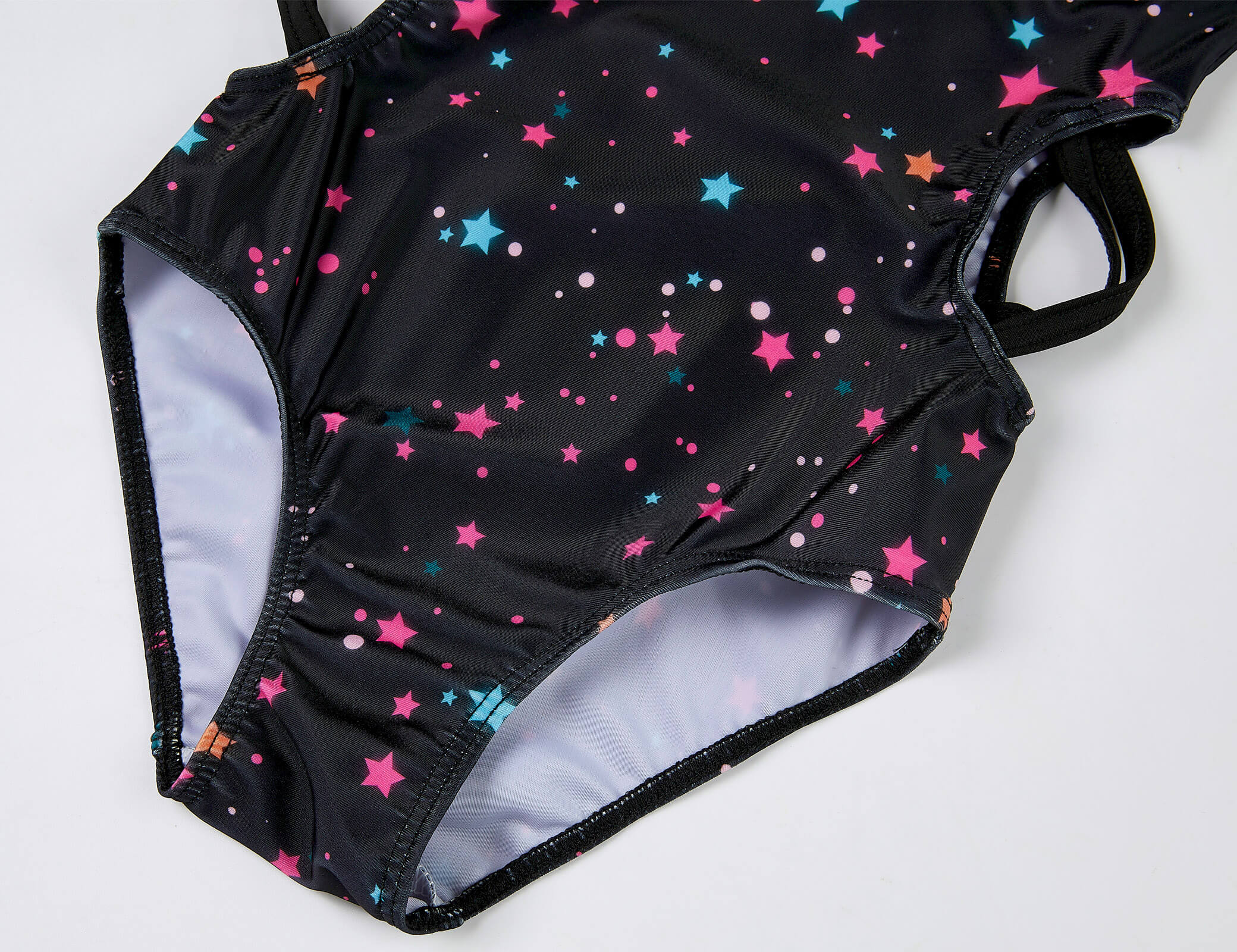 2022 Colorful Stars in Black One-piece Swimming Suits