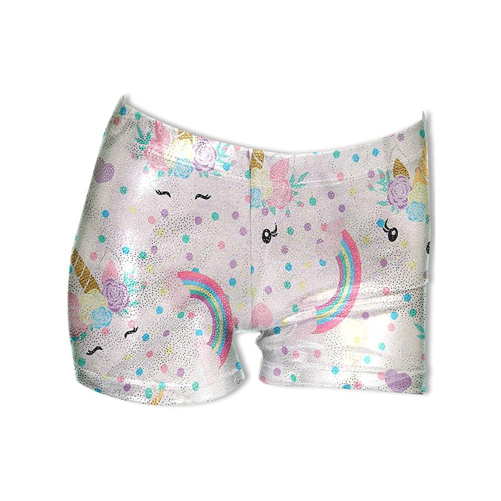 Workout Booty Shorts-White Dot Floral