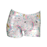 Workout Booty Shorts-White Dot Floral