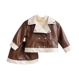 Kids Leather Motocycle Jackets Winter Coats for Girls