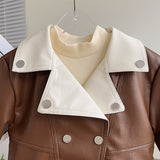 Kids Leather Motocycle Jackets Winter Coats for Girls