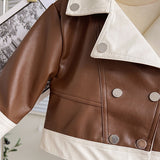 Kids Leather Motocycle Jackets Winter Coats for Girls