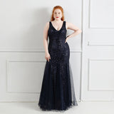 Plus Size Wedding Dresses Women V Neck Sleeveless Sequined Glitter Mermaid Evening Party Dress Slim Bodycon Bridesmaid Dresses EXA Fashion