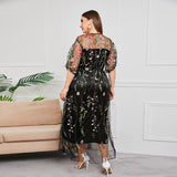 Plus Size Dresses turkish wears embroidered Party dresses plus size women hepburn style large size wear party wear EXA Fashion