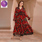 ROKEN EVAN Plus Size Evening Dress For Women 2022 Eid Mubarak Chiffon Print EXA Fashion