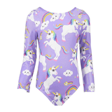 Purple Unicorn Long Sleeve Gymnastics Leotards/Swimsuit